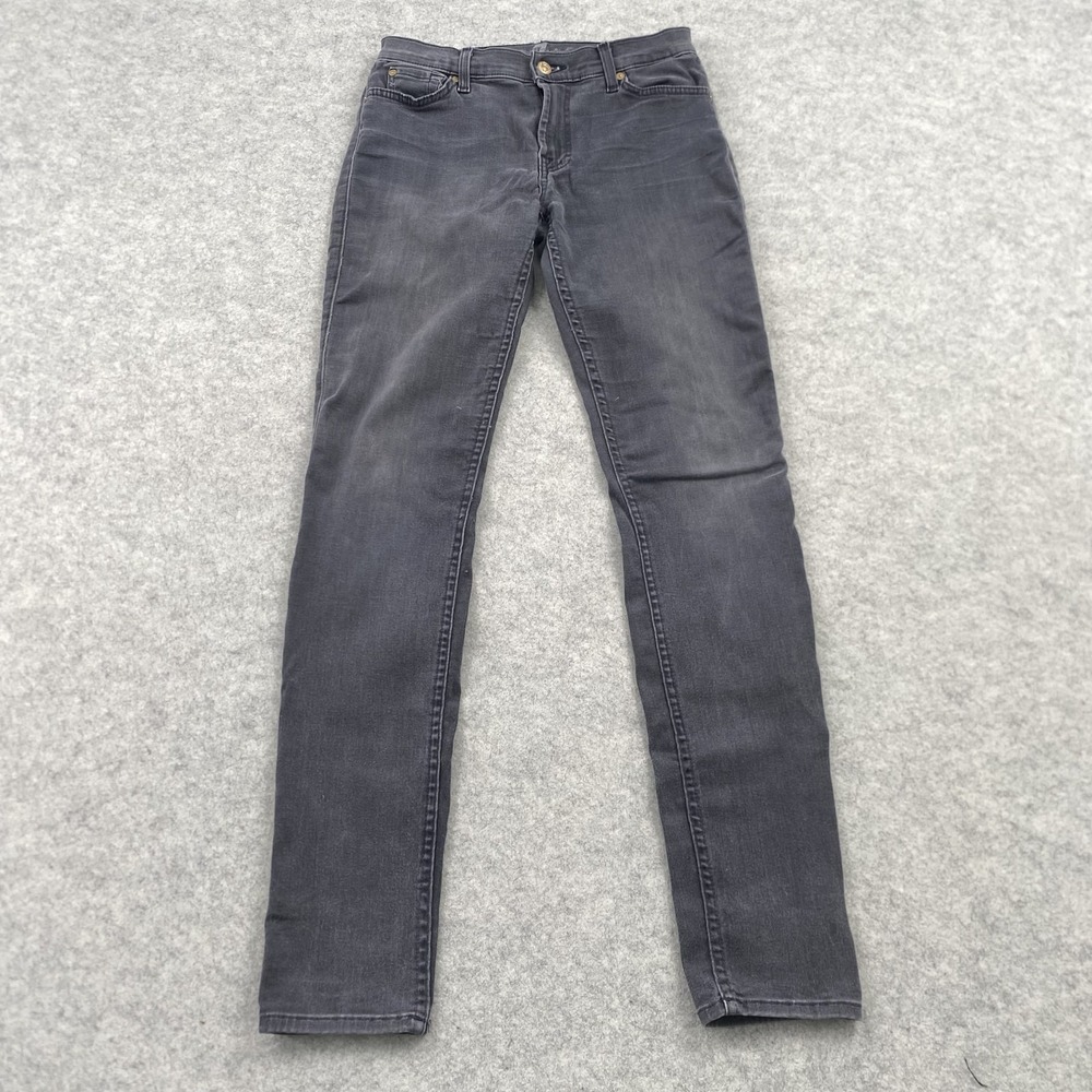 7 For All Mankind The Skinny Jeans Womens 28 (28x31) Charcoal Wash Stretch STAIN
